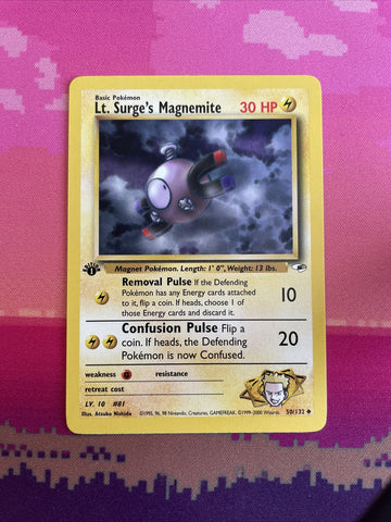 Pokemon Card Lt Surge's Magnemite Gym Heroes 1st Edition 50/132 Near Mint