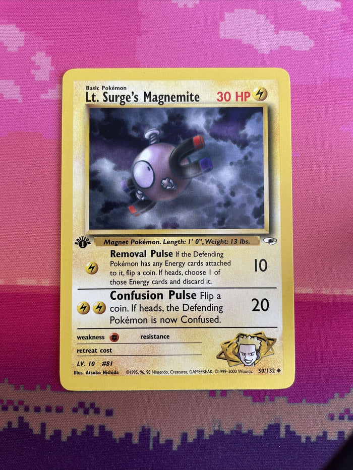 Pokemon Card Lt Surge's Magnemite Gym Heroes 1st Edition 50/132 Near Mint
