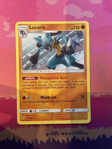 Pokemon Card Lucario Ultra Prism Rare 67/156 Near Mint