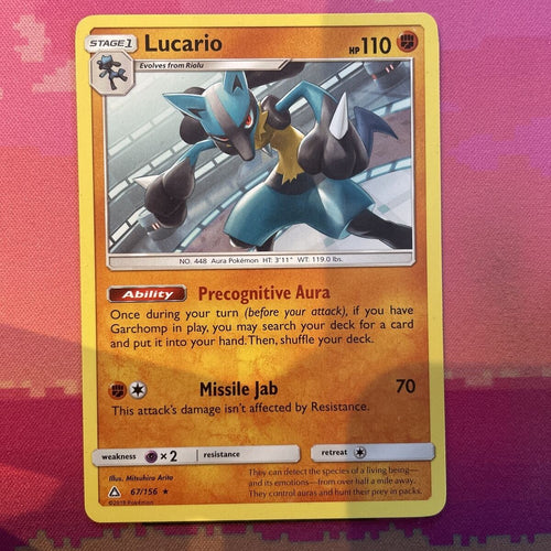 Pokemon Card Lucario Ultra Prism Rare 67/156 Near Mint