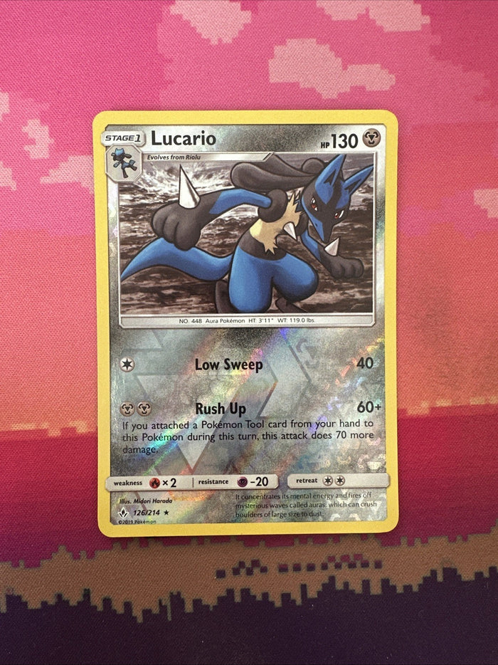 Pokemon Card Lucario Unbroken Bonds Reverse Holo Rare 126/214 Near Mint