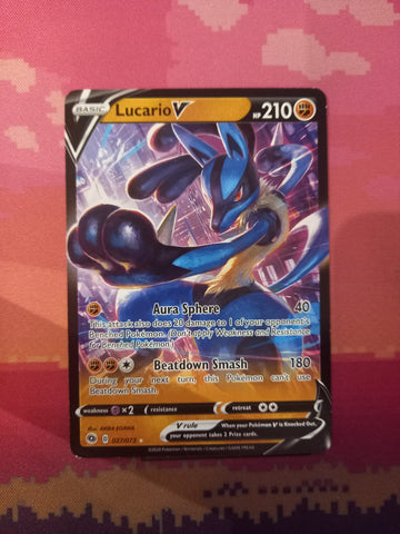 Pokemon Card Lucario V 027/073 Deck Exclusives Champions Path Near Mint