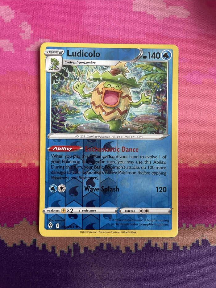 Pokemon Card Ludicolo Evolving Skies Reverse Holo 034/203 Near Mint