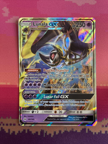 Pokemon Card Lunala GX 66/149 Ultra Rare Half Art Near Mint