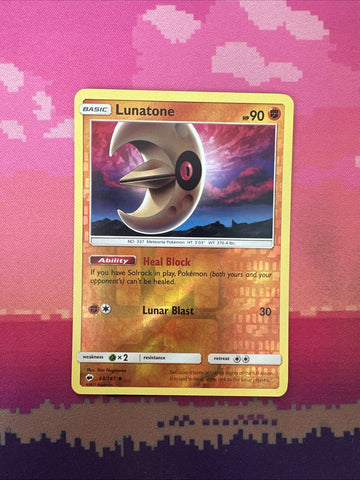 Pokemon Card Lunatone Burning Shadows Reverse Holo Uncommon 68/147 Near Mint