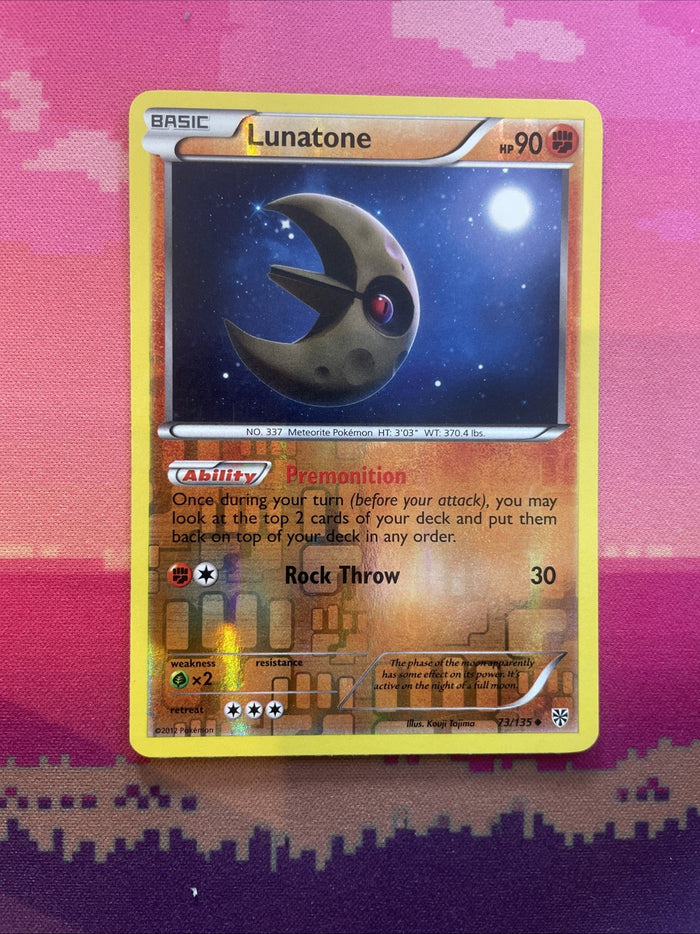 Pokemon Card Lunatone Plasma Storm Reverse Holo Uncommon 73/135 Near Mint