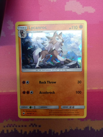 Pokemon Card Lycanroc Burning Shadows Cracked Ice Holo Rare 76/147 Near Mint