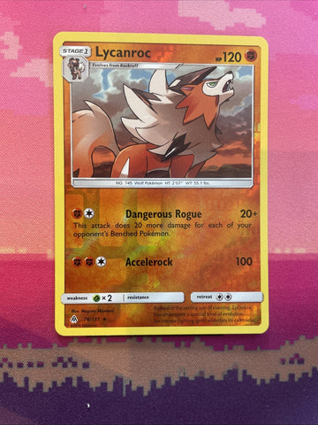 Pokemon Card Lycanroc Forbidden Light Reverse Holo Rare 76/131 Near Mint