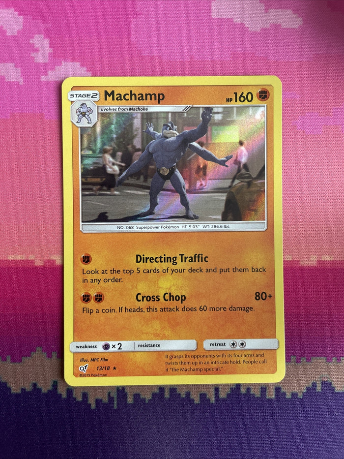Pokemon Card Machamp Detective Pikachu Holo Rare 13/18 Near Mint
