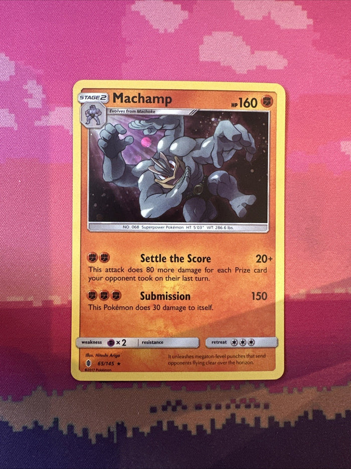 Pokemon Card Machamp Guardians Rising Cosmo Holo Rare 65/145 Near Mint