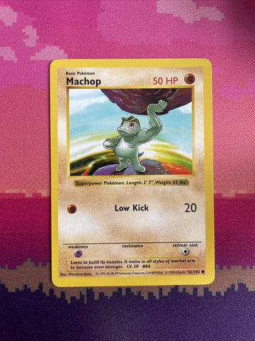 Pokemon Card Machop Shadowless Base Set Common 52/102 Near Mint