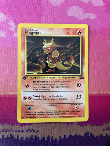 Pokemon Card Magmar Fossil 1st Edition Uncommon 39/62 Near Mint