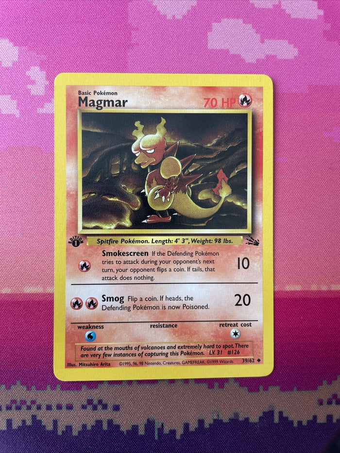 Pokemon Card Magmar Fossil 1st Edition Uncommon 39/62 Near Mint