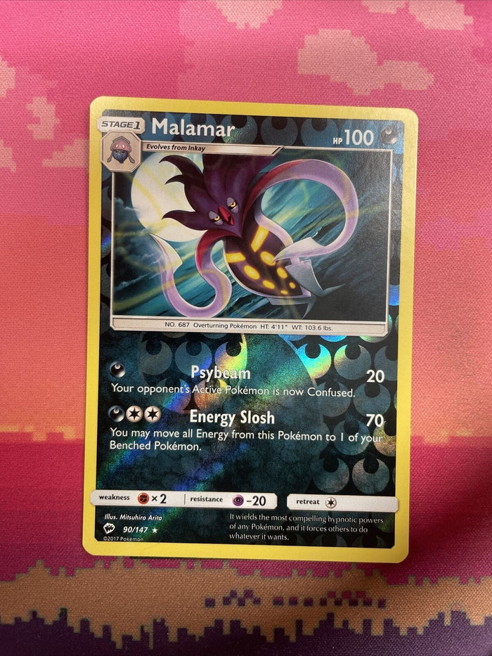 Pokemon Card Malamar Burning Shadows Reverse Holo Rare 90/147 Near Mint