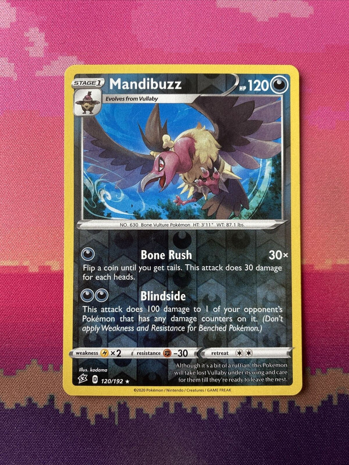 Pokemon Card Mandibuzz Rebel Clash Reverse Holo Rare 120/192 Near Mint