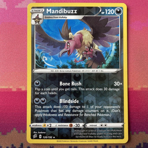 Pokemon Card Mandibuzz Rebel Clash Reverse Holo Rare 120/192 Near Mint