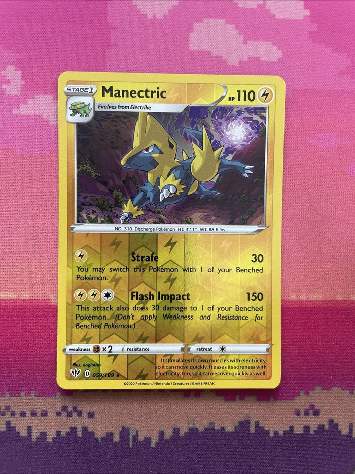 Pokemon Card Manectric Darkness Ablaze Reverse Holo Rare 059/189 Near Mint