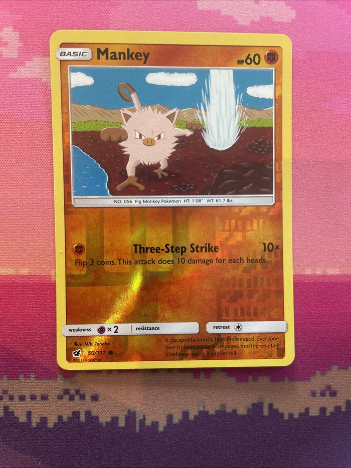 Pokemon Card Mankey Crimson Invasion Reverse Holo Common 50/111 Near Mint