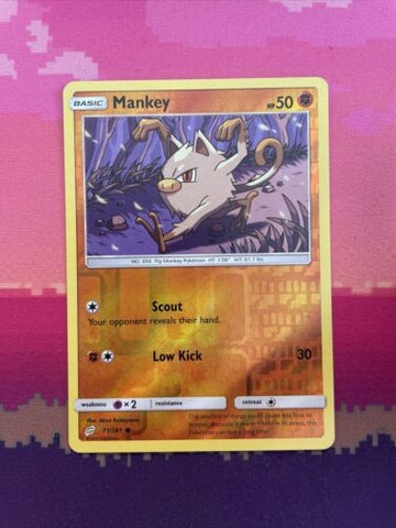 Pokemon Card Mankey Team Up Reverse Holo 71/181 Near Mint