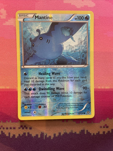 Pokemon Card Mantine Steam Siege Reverse Holo Common 27/114 Near Mint
