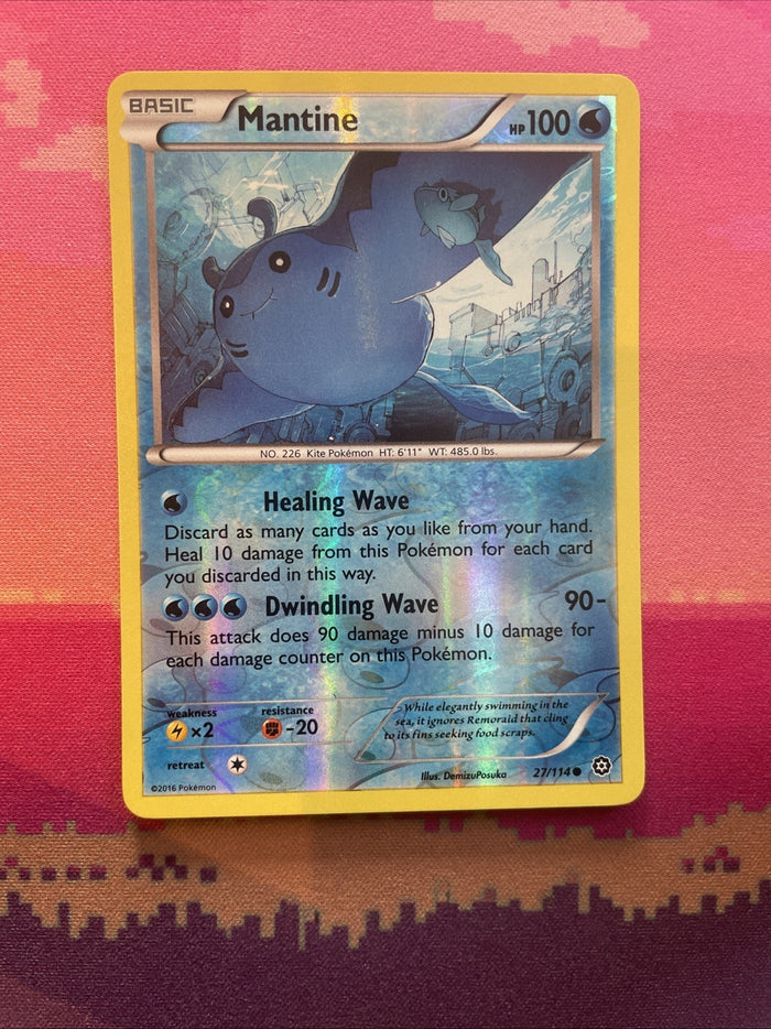 Pokemon Card Mantine Steam Siege Reverse Holo Common 27/114 Near Mint
