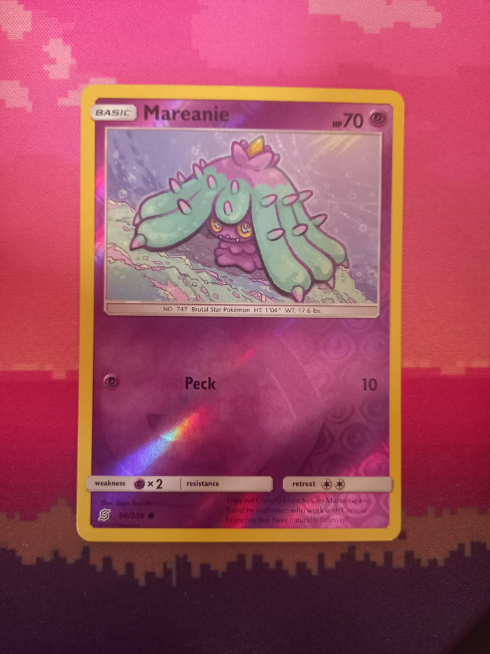 Pokemon card Mareanie 96/236 Reverse Holo Unified Minds Near Mint