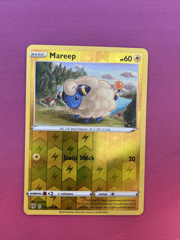Pokemon Card Mareep Darkness Ablaze Reverse Holo 055/189 Near Mint