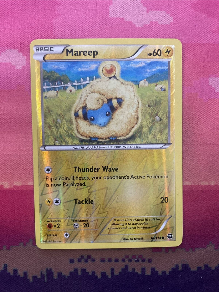 Pokemon Card Mareep Steam Siege Reverse Holo Common 38/114 Near Mint