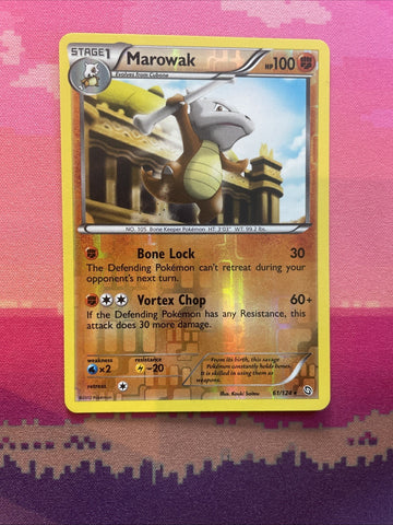 Pokemon Card Marowak Dragons Exalted Reverse Holo Rare 61/124 Near Mint