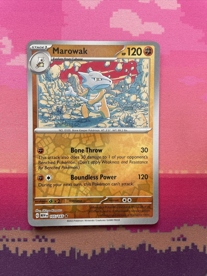Pokemon Card Marowak Scarlet & Violet Reverse Holo Rare 105/165 Near Mint