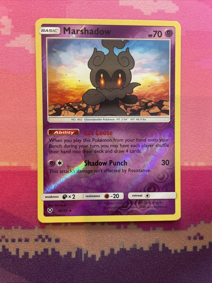 Pokemon Card Marshadow Shining Legends Reverse Holo Rare 45/73 Near Mint