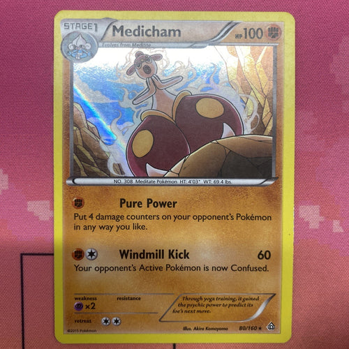 Pokemon Card Medicham Primal Clash Holo Rare 80/160 Near Mint