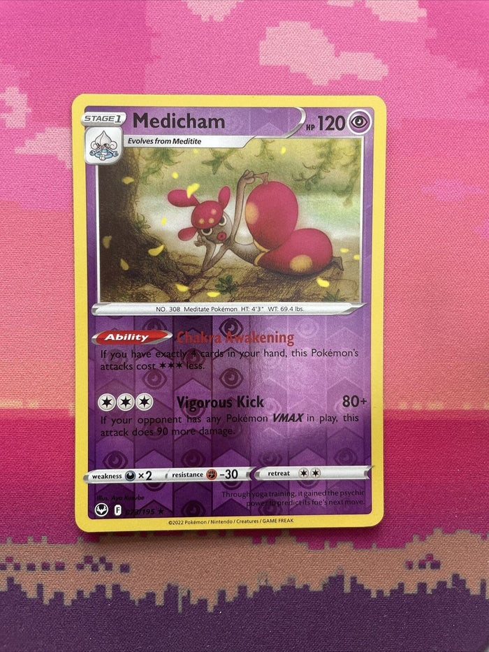Pokemon Card Medicham Silver Tempest Reverse Holo Rare 073/195 Near Mint