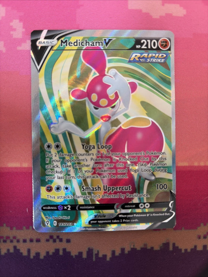 Pokemon Card Medicham V Evolving Skies 185/203 Near Mint