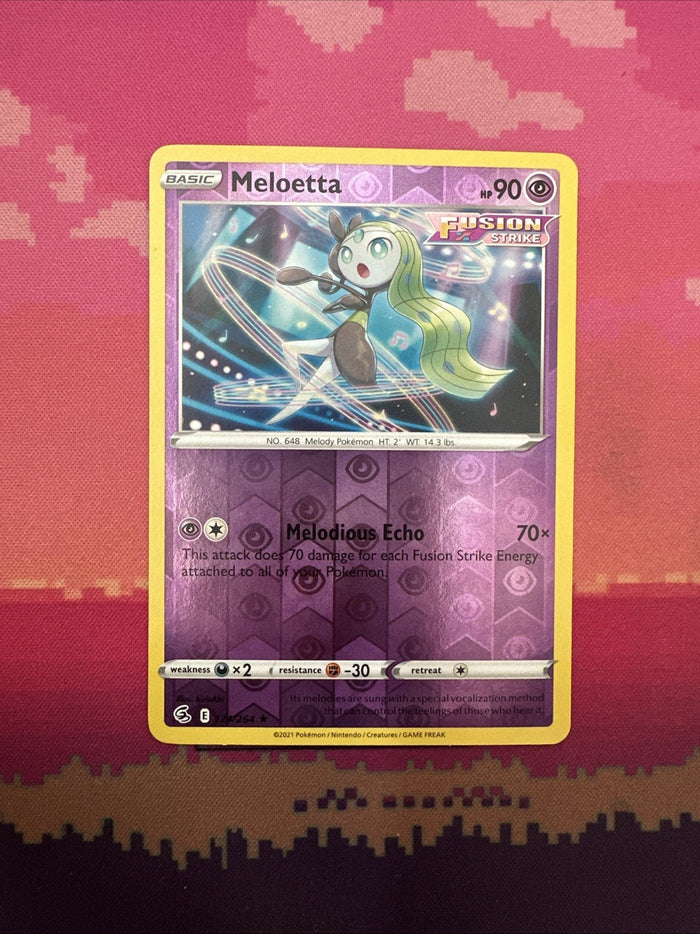 Pokemon Card Meloetta Fusion Strike Reverse Holo Rare 124/264 Near Mint