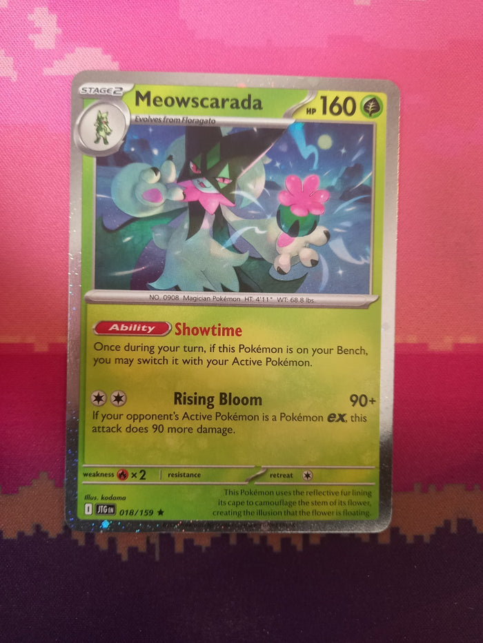 Pokemon Card Meowscarada Journey Together Cosmo Holo 018/159 Near Mint
