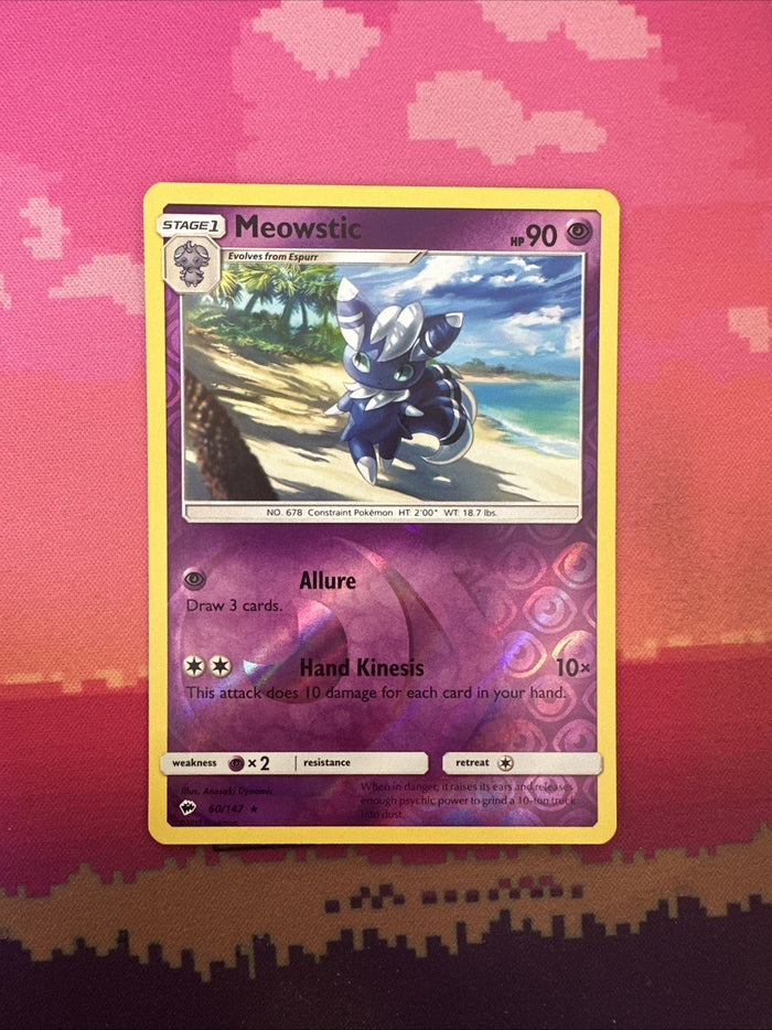 Pokemon Card Meowstic Burning Shadows Reverse Holo Rare 60/147 Near Mint