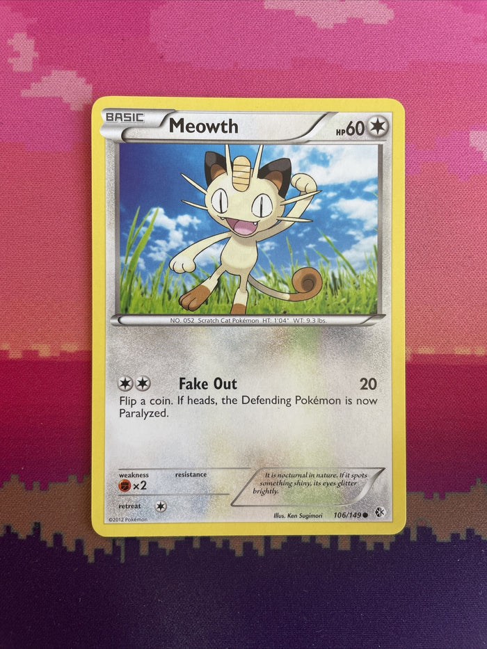 Pokemon Card Meowth Boundaries Crossed Common 106/149 Near Mint