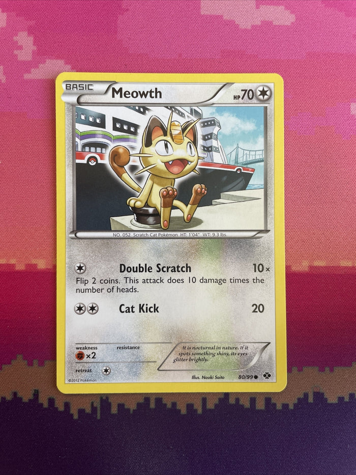 Pokemon Card Meowth Next Destinies Uncommon 80/99 Near Mint