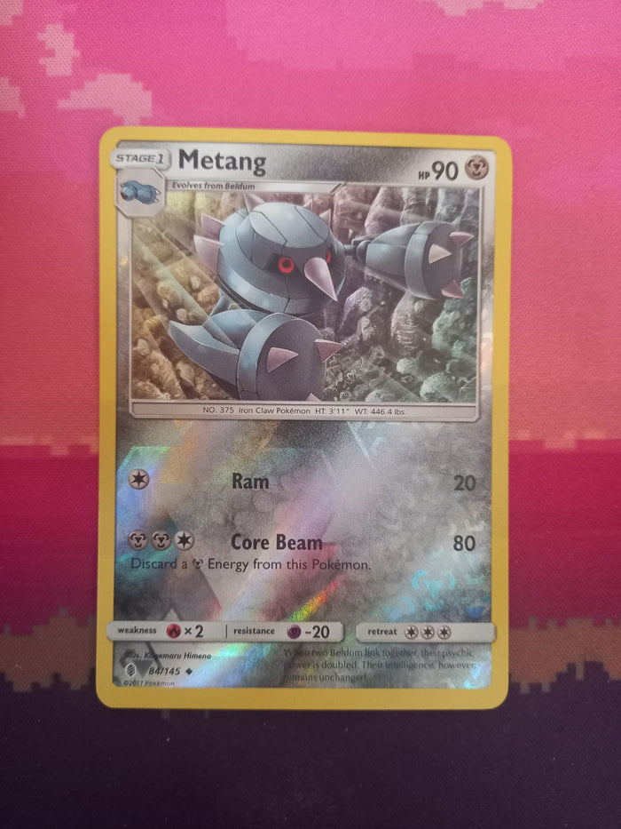 Pokemon card Metang 84/145 Reverse Holo Guardians Rising Near Mint