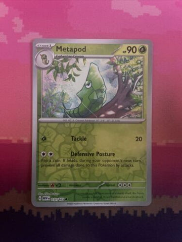 Pokemon Card Metapod Pokemon 151 Reverse Holo Common 011/165 Near Mint