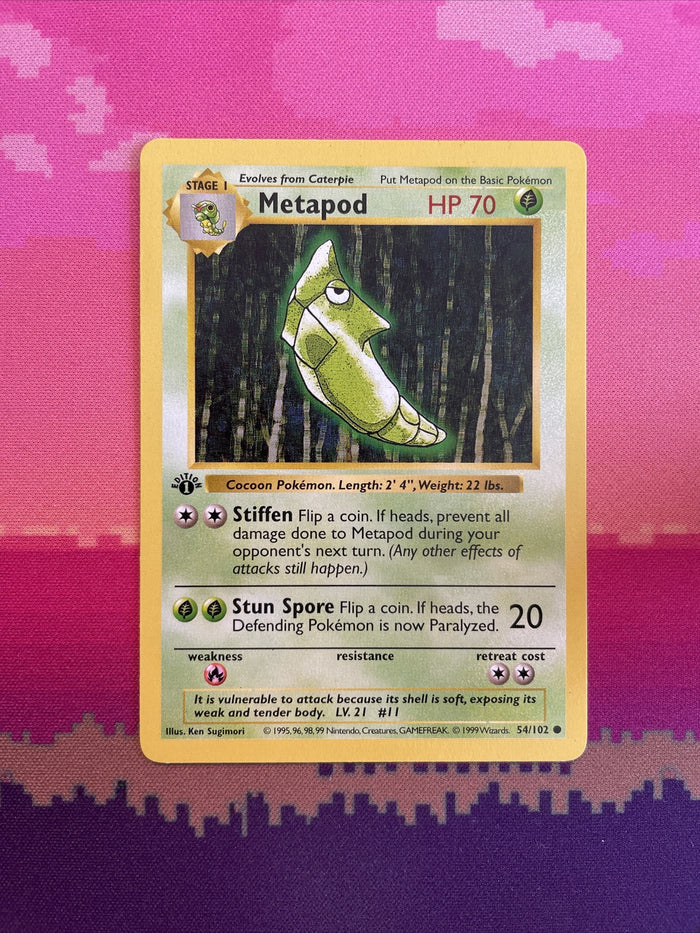 Pokemon Card Metapod Shadowless Base Set 1st Edition Common 54/102 Near Mint