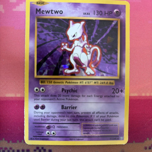 Pokemon Card Mewtwo Evolutions Cracked Ice Holo 51/108 Near Mint