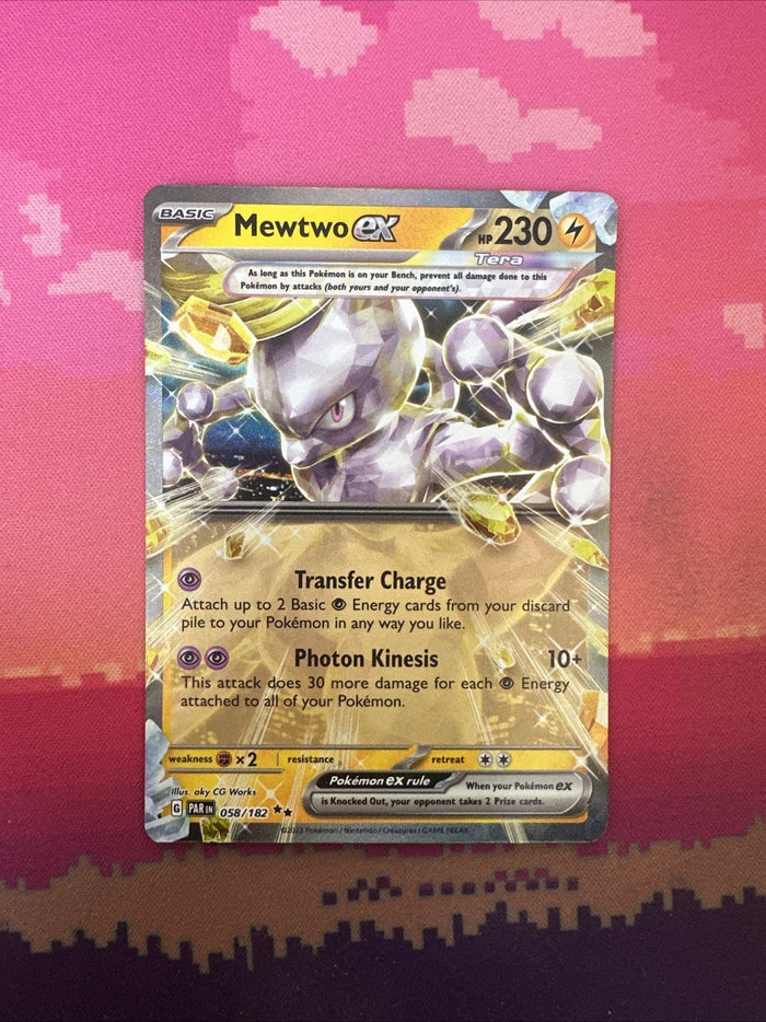 Pokemon Card Mewtwo ex 058/182 Double Rare Paradox Rift Near Mint