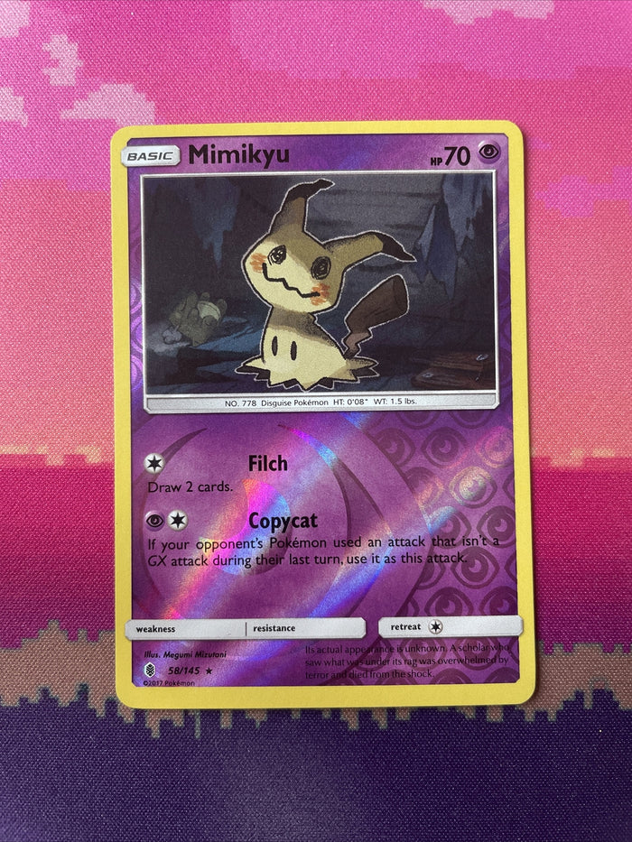 Pokemon Card Mimikyu Guardians Rising Reverse Holo Rare 58/145 Near Mint