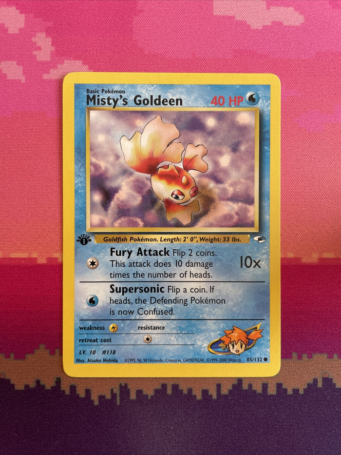 Pokemon Card Misty's Goldeen Gym Heroes 1st Edition Common 85/132 Near Mint