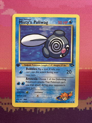 Pokemon Card Misty's Poliwag Gym Challenge 1st Edition Common 89/132 Near Mint