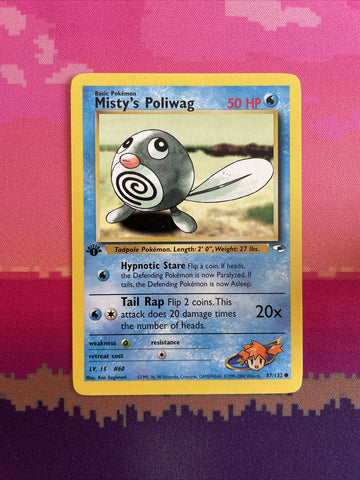 Pokemon Card Misty's Poliwag Gym Heroes 1st Edition 87/132 Common Near Mint