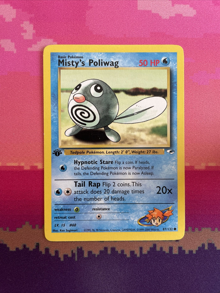 Pokemon Card Misty's Poliwag Gym Heroes 1st Edition 87/132 Common Near Mint