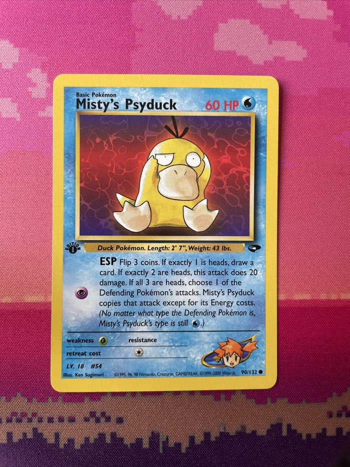 Pokemon Card Misty's Psyduck Gym Challenge 1st Edition Common 90/132 Near Mint